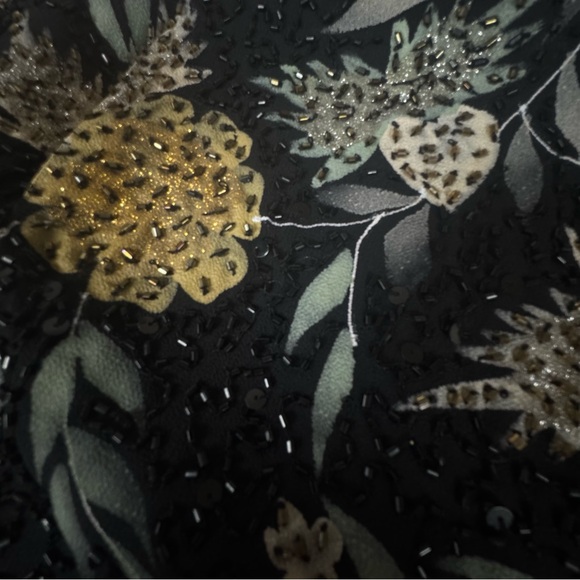 90’s J KARA Beaded Flower High Neck Top Black Elegant Evening Chic Sleeveless L - Picture 7 of 14